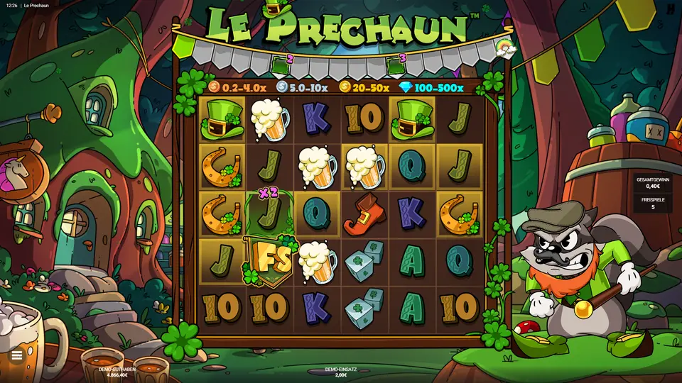 Arc Adventure Bonusbildschirm mit Lucky Charm Bar